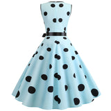 Robe Vintage Pas Cher Pin-Up Bleue à Pois 2