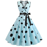 Robe Vintage Pas Cher Pin-Up Bleue à Pois