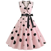 Robe Vintage Pas Cher Rose Pois Pin-Up