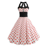 Robe Vintage Pin-Up Guinguette Blanche Pois Rouges