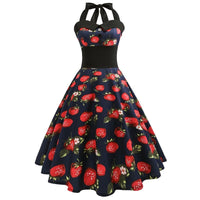 Robe Vintage Pin-Up Fraises Rétro Chic