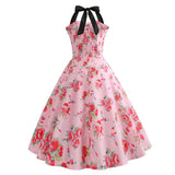 Robe Vintage Style Pin-Up Guinguette Rose à Fleurs