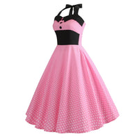 Robe Vintage Style Pin Up Guinguette Girl Rose à Pois