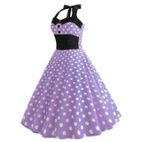 Robe Vintage Style Pin-Up Guinguette Violette à Pois