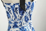 Robe Vintage Pin-Up Motif Fleurs Bleues 50's