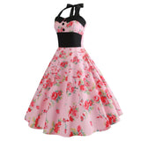 Robe Vintage Style Pin-Up Champêtre Chic Rose à Fleurs