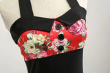 Robe Vintage Pin-Up Rouge à Fleurs Rockabilly