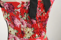Robe Vintage Pin-Up Rouge à Fleurs Année 50
