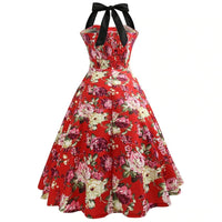 Robe Vintage Pin-Up Rouge à Fleurs Guinguette
