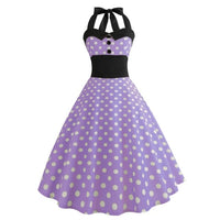 Robe Vintage Style Pin-Up Violette à Pois