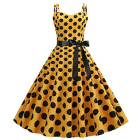 Robe Vintage Jaune à Pois Style Pin-Up