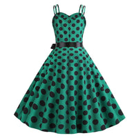 Robe Vintage Style Pin-Up Verte Pois Noirs