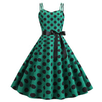 Robe Vintage Style Rockabilly Verte Pois Noirs