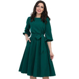 Robe Longue Vintage Rétro Chic Vert