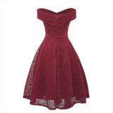 Robe Rockabilly Dentelle Rouge Rétro Vintage-Dressing