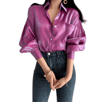 Chemisier Vintage Satin Brillant Violet Vintage-Dressing